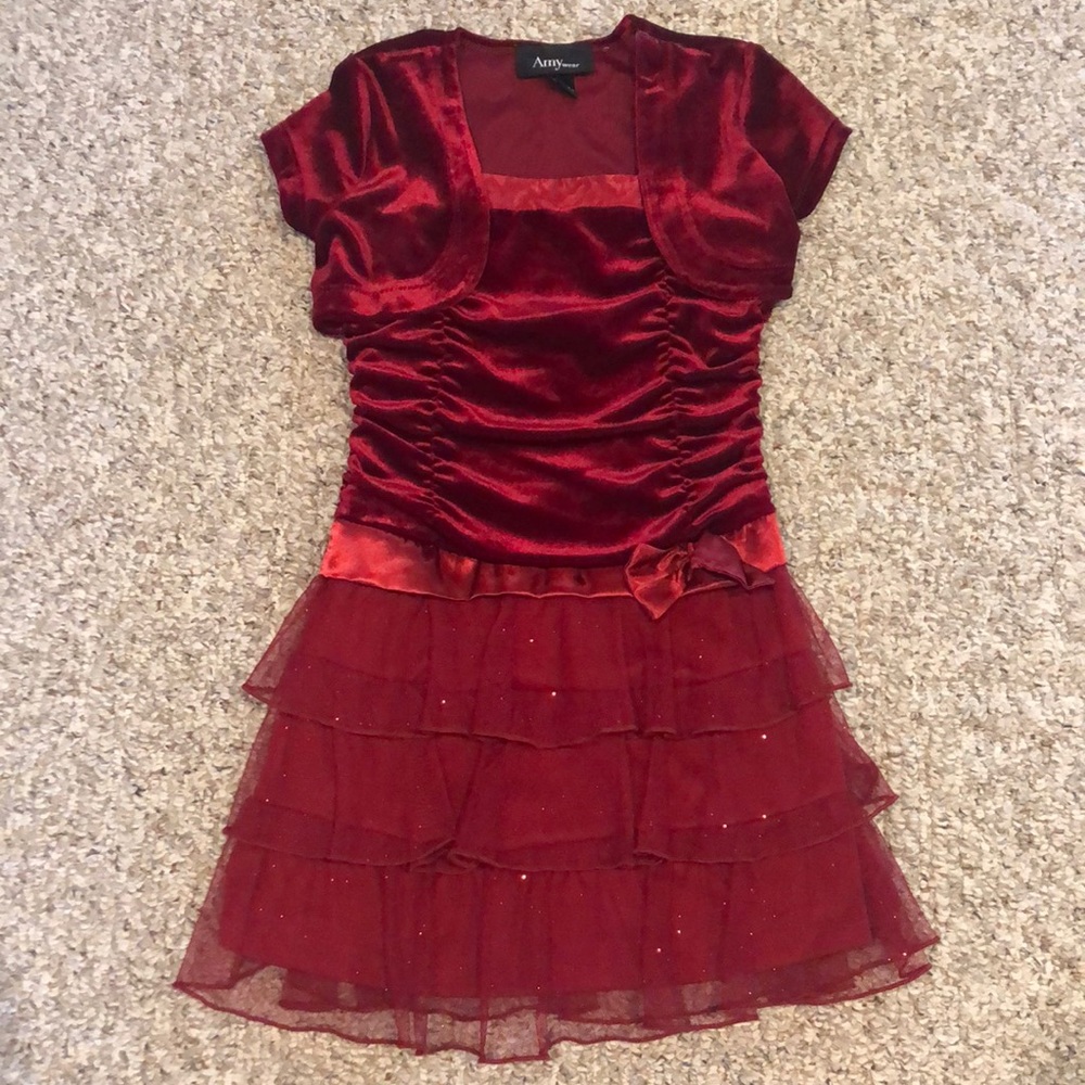 AmyWear Red Christmas Dress
